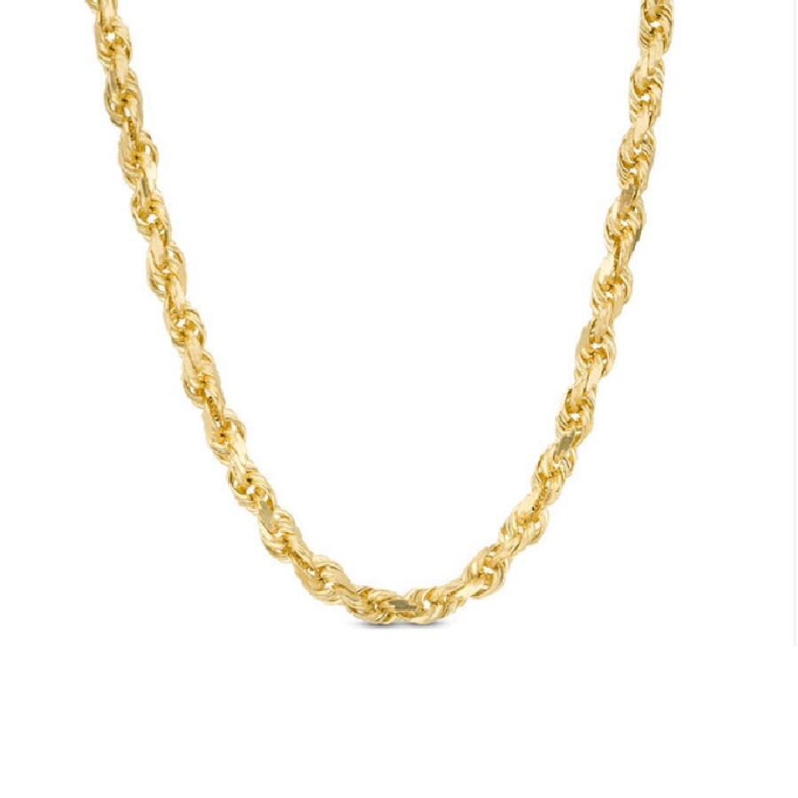 Genuine 18K Gold Filled 16″ ~ 32″ 1.7mm/3mm/4mm Diamond-Cut Rope Chain Necklace