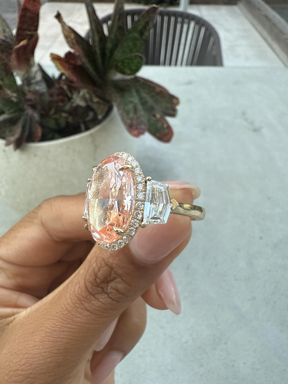 10Ct Pink Oval IGI Certified Lab Grown Diamond Engagement Ring 14k White Gold