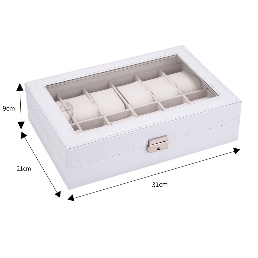 US Stock Watch Box 12 Slots Watch Case for Men Women Leather Watch