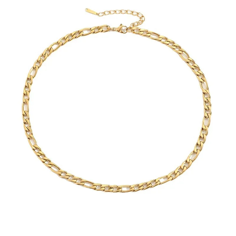Genuine 18K Yellow Gold Filled Italian Figaro Chain Necklace, Many Width/Length