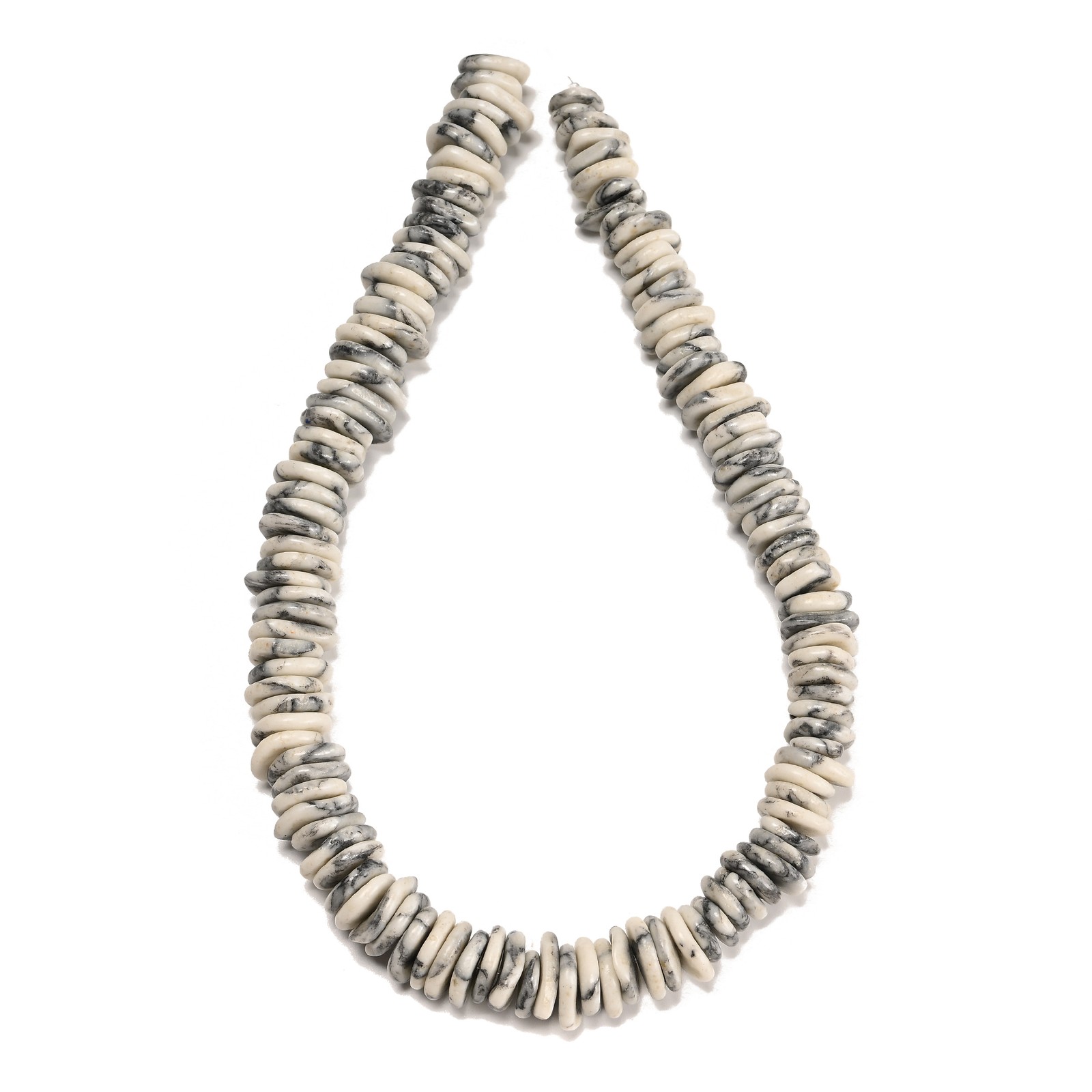 White Marble Magnesite Turquoise Graduated Slice Discs Beads 12-16mm 15.5” Strd