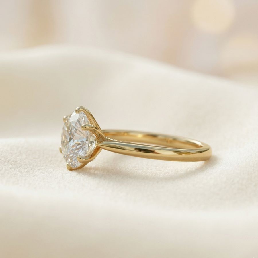 2.00Ct Round-Cut VS1 Lab Grown Diamond Wedding Engagement Ring 14k Yellow Gold