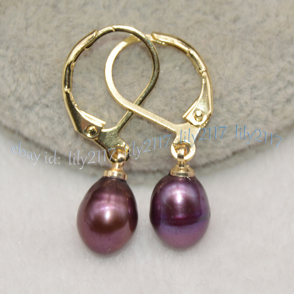 Multicolor 7-8mm Natural Freshwater Rice Pearl Dangle Gold Leverback Earrings