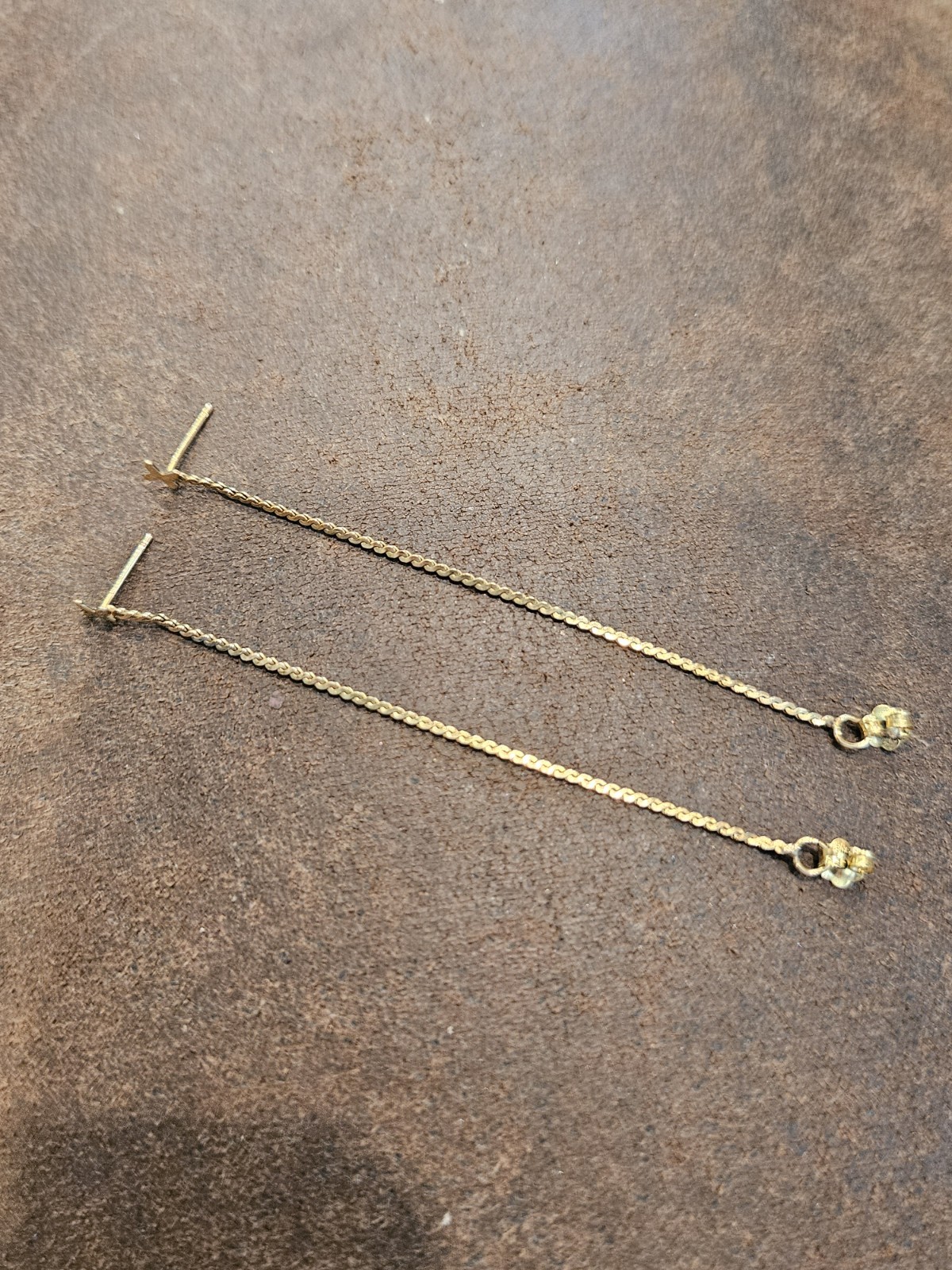 Vintage 1/20 14K Gold Filled S-Link Serpentine Chain Dangle Loop Earrings 2.5″