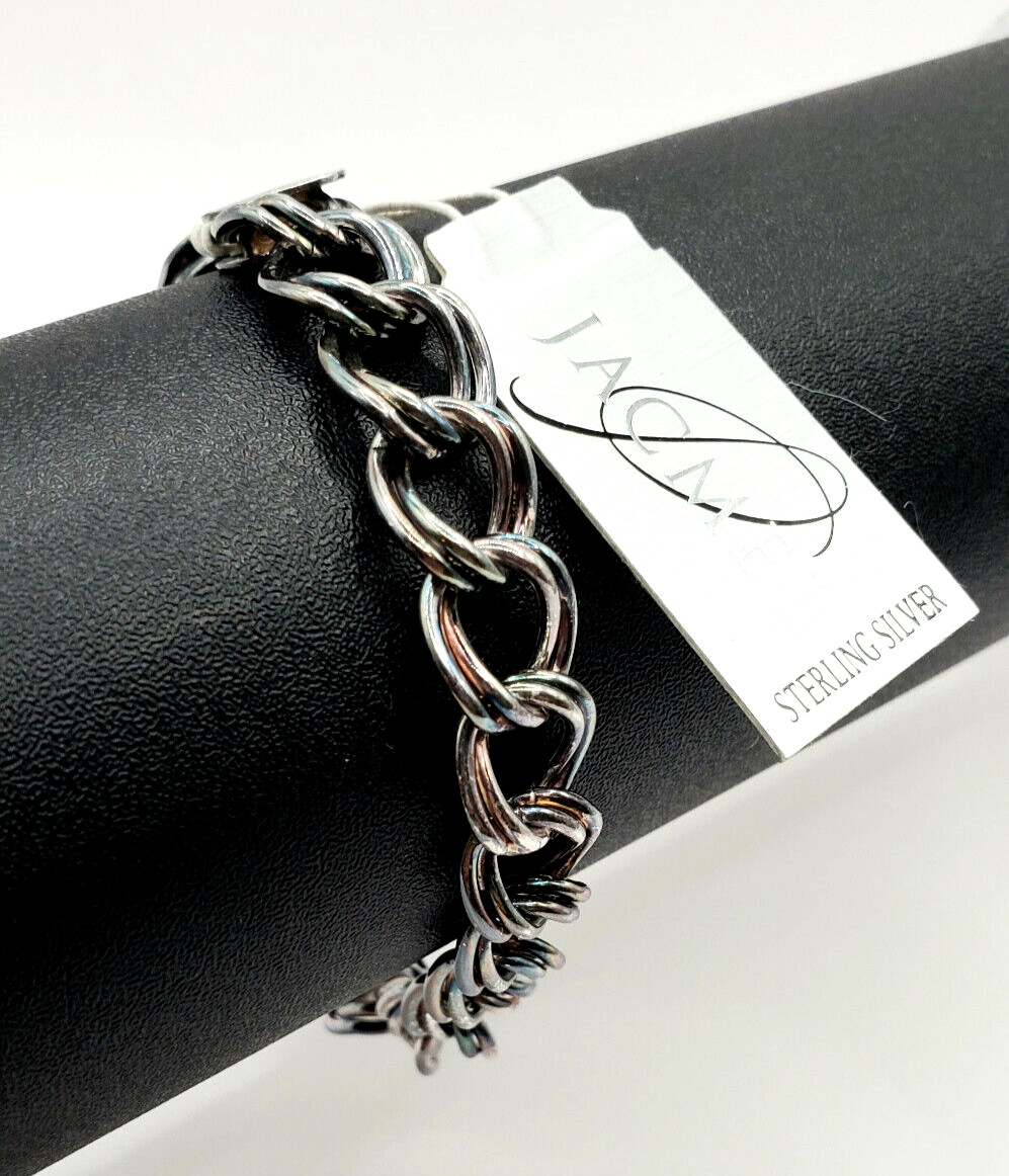 NWT New Vintage Old Stock JCM 925 Sterling Silver Double Curb Link Bracelet