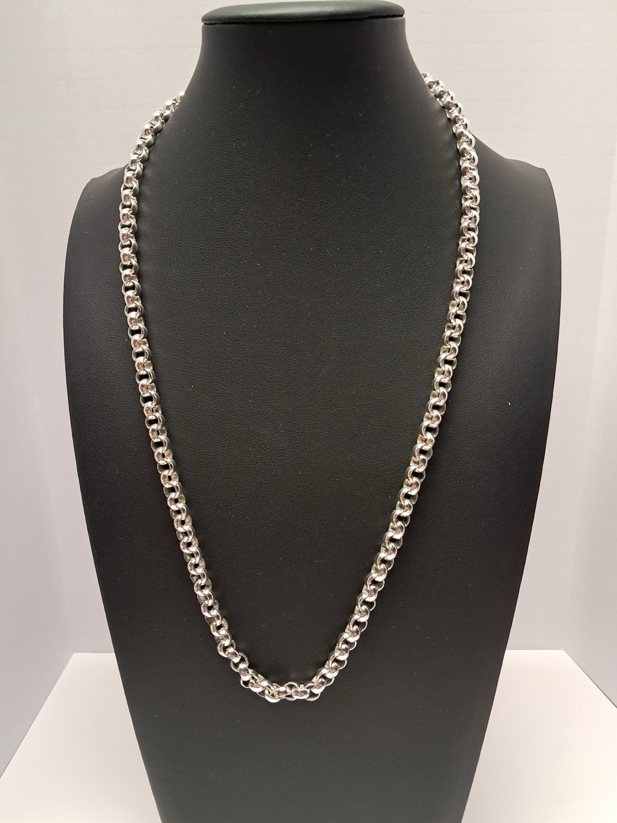 Vintage Monet Silver Tone Rolo Belcher Link Chain Necklace 24” Signed