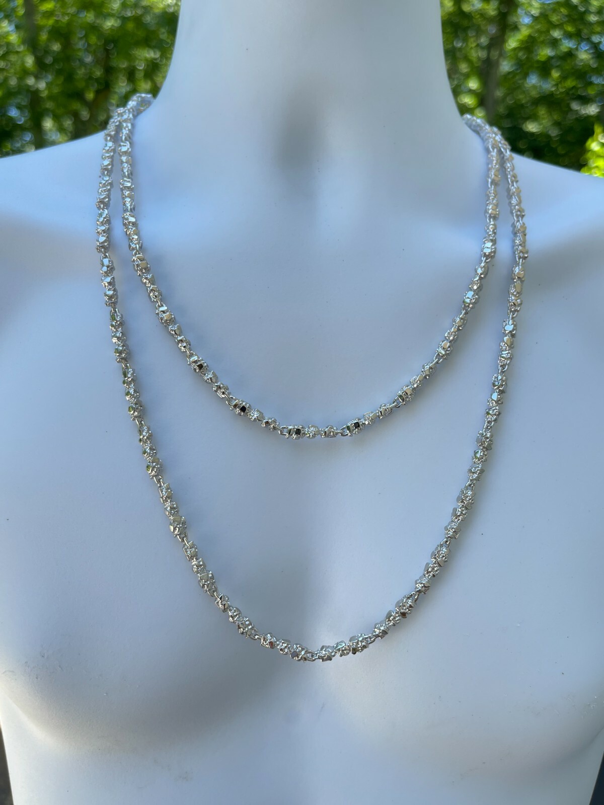 Custom Handmade Solid 925 Sterling Silver Nugget Link Chain Necklace 5mm 18-30″