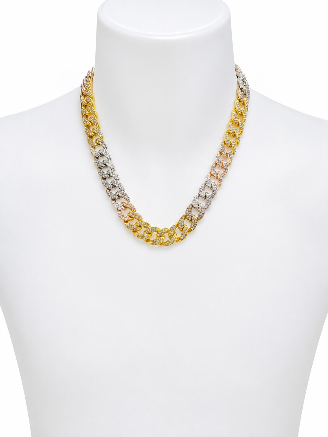 Men’s Gold Silver Rose Gold Plated 16mm / 20″ 24″ Iced Cuban Chain Necklace 016