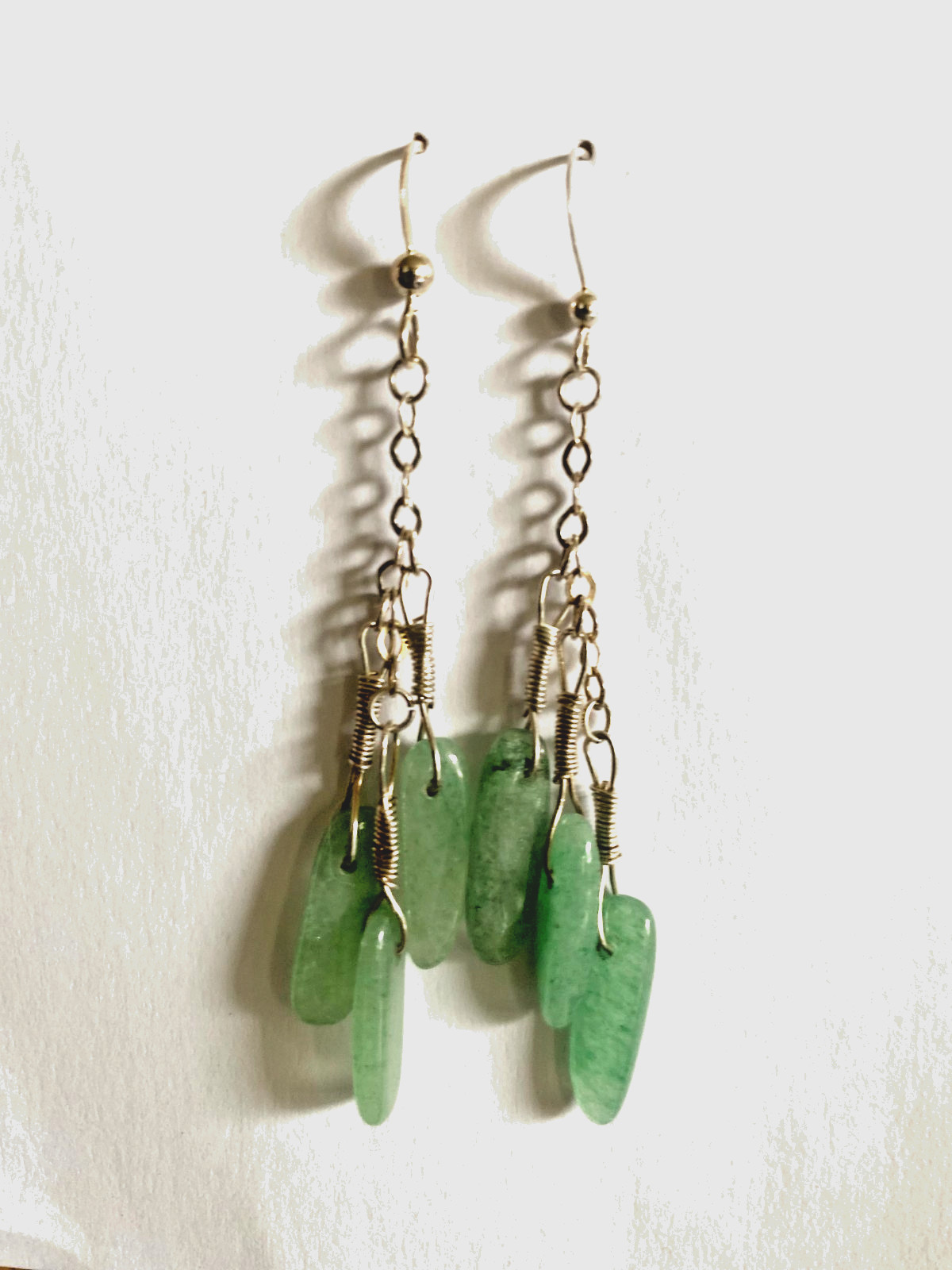 Handmade in USA. Sterling Silver earrings with green aventurine FREE SHIPPING