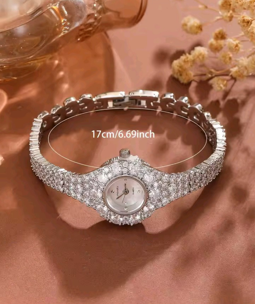 Beautiful Elegant Full Zircon White Luxury Watch for Women Bling Bling