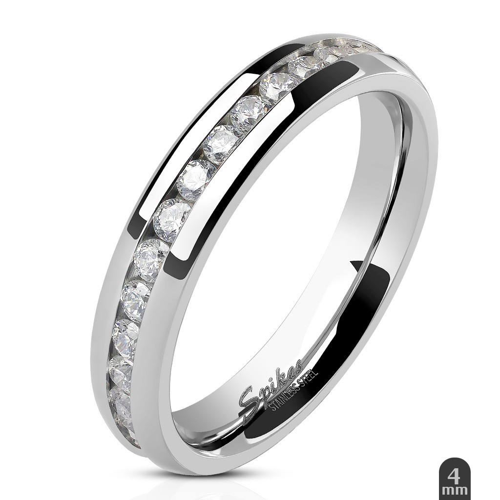 Stainless Steel Eternity CZ Wedding Band Ring 4mm 6mm 8mm Size 5-13 COMFORT FIT