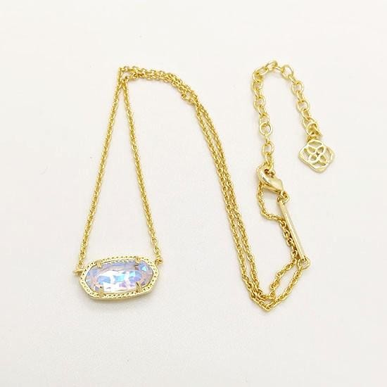 New Kendra Scott Elisa Gold Pendant Necklace In Dichroic Glass