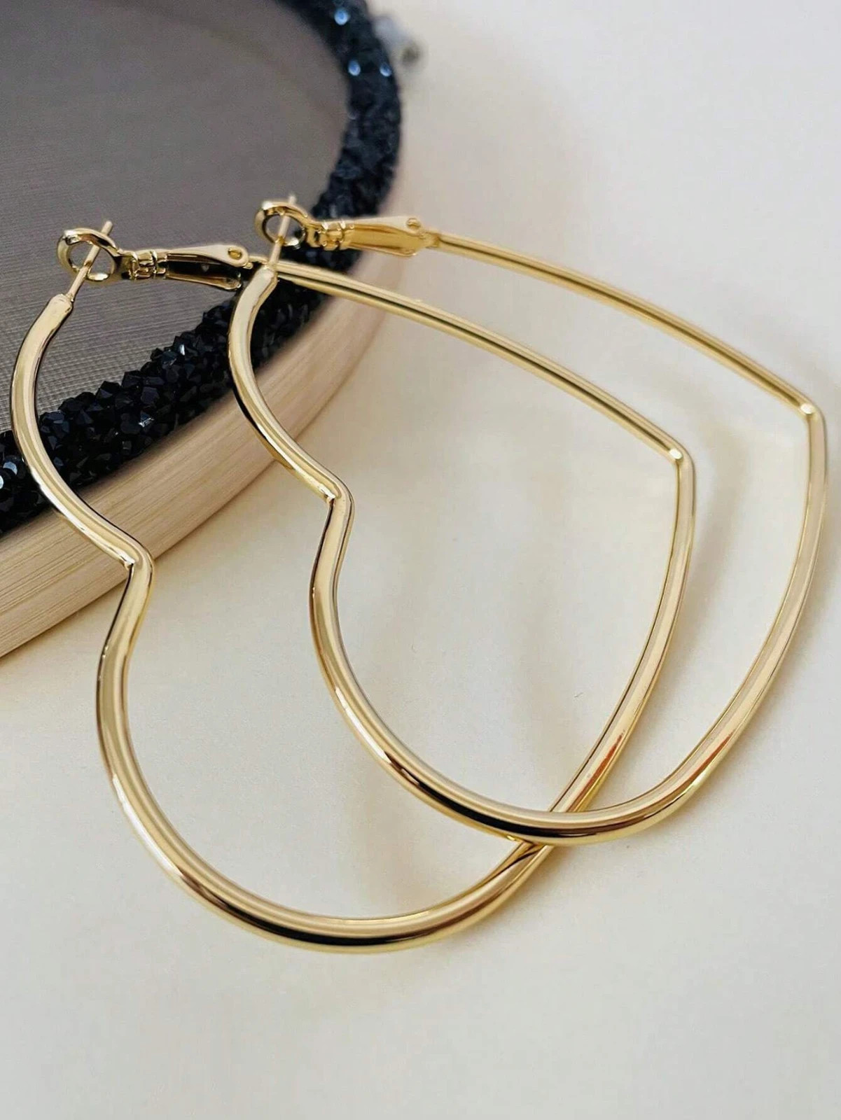 Big Heart Shaped Hoop Earrings Golden Party Valentine’s Day Love Women Gift New