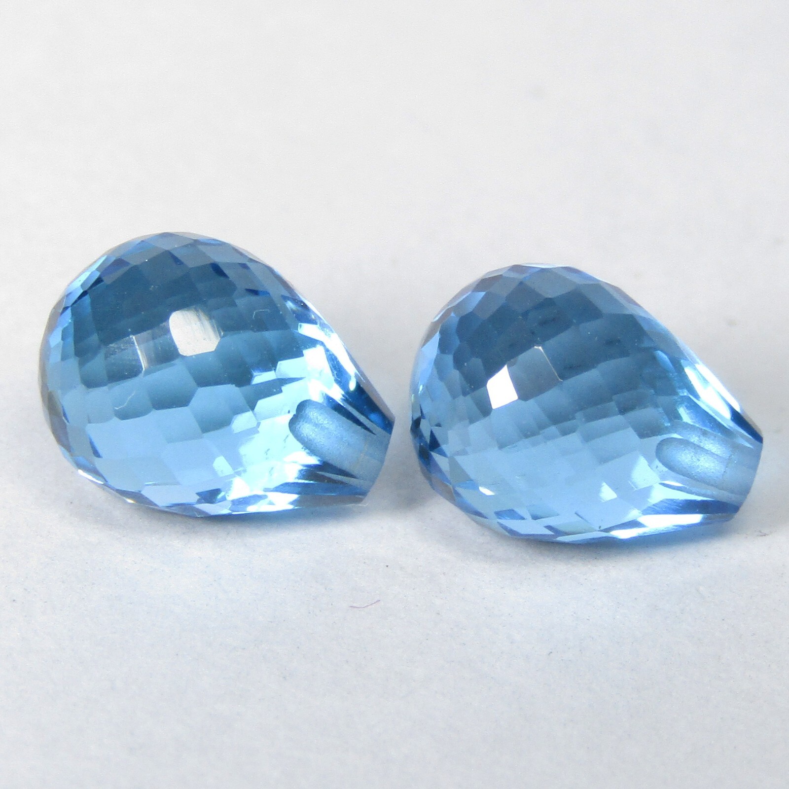 7.90Cts Shimmering Natural Swiss Blue Topaz 9x7mm Briolette Pair Gemstones