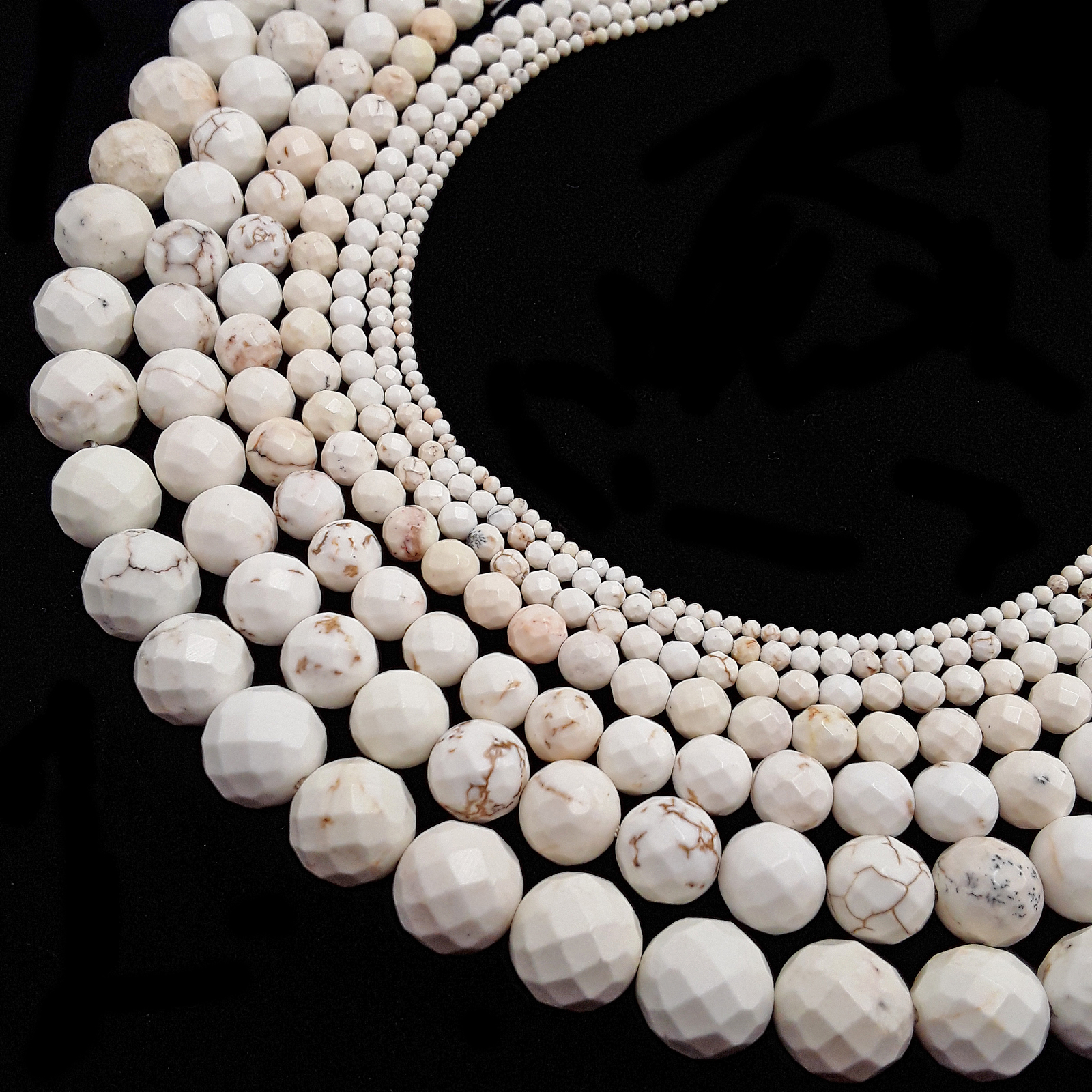 White Turquoise Faceted Round Beads 2mm 3mm 4mm 6mm 8mm 10mm 12mm 15.5″ Strand