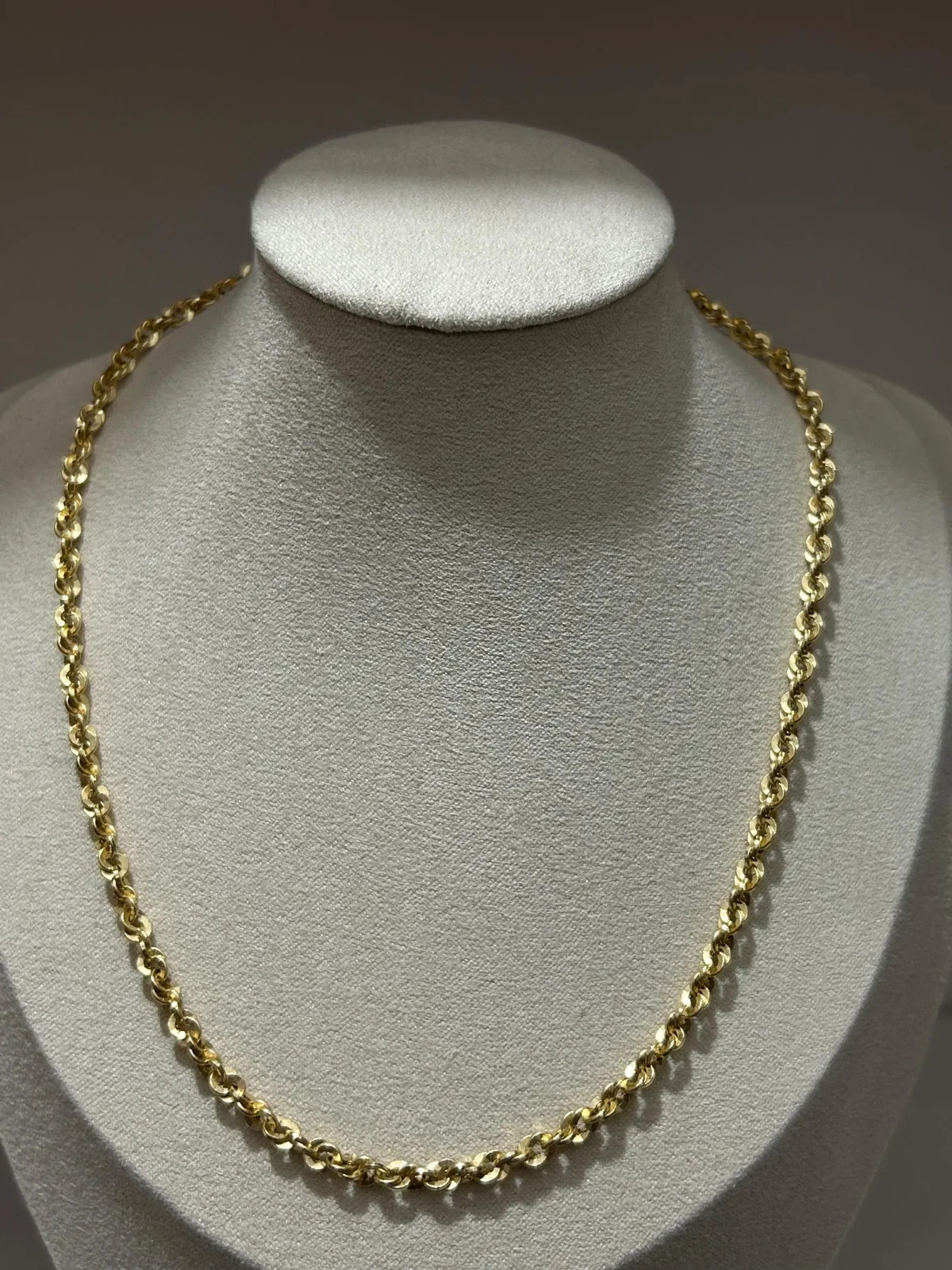 Japanese K18 Polished Double Twist Chain Necklace Solid 18K Gold Collar Necklace