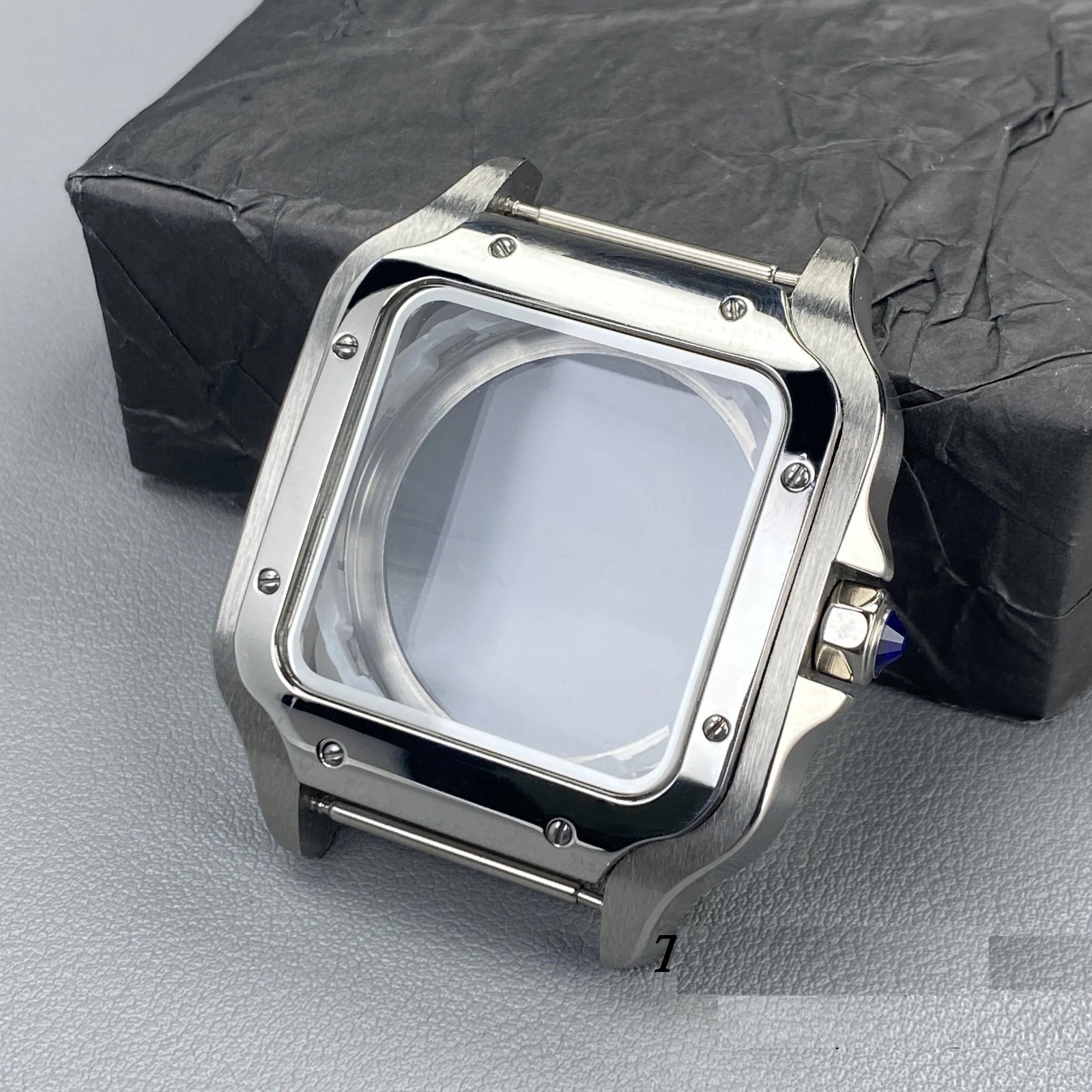 38mm Watch Case Square PVD Black Steel Fit NH35 NH36 4R35 4R36 Movement Kit
