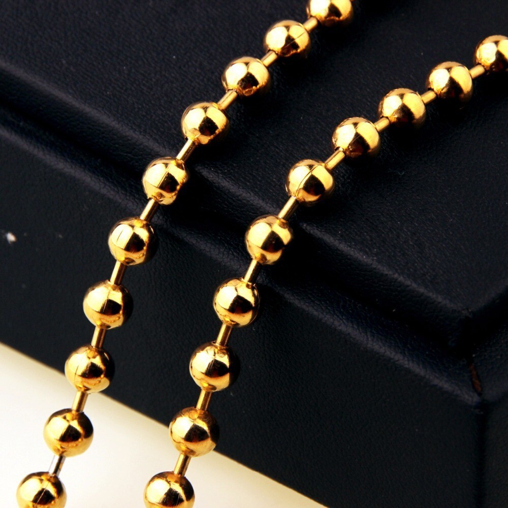 1.5-12mm Wholesale Stainless Steel Gold Bead Ball Chain Necklace Unisexs Link