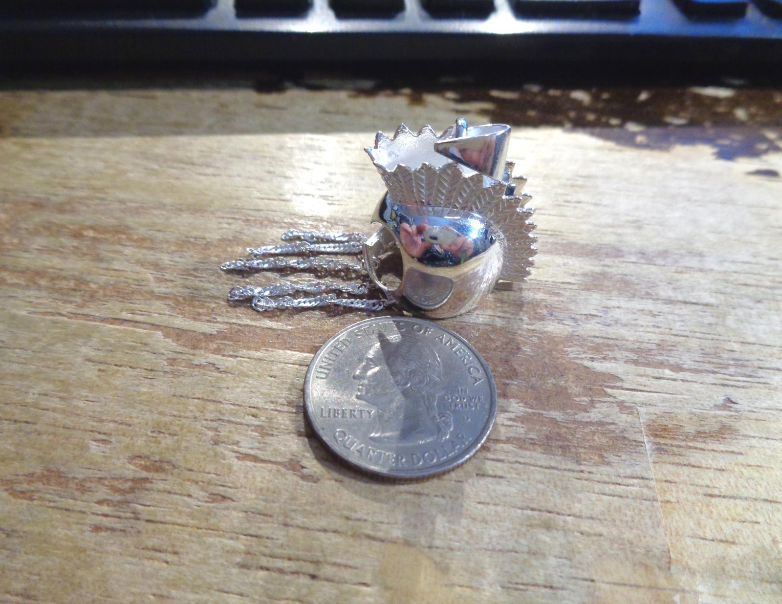 25MM HEAVY SOLID 925 STER SILVER HAWAIIAN WARRIOR MAHIOLE IKAIKA HELMET PENDANT