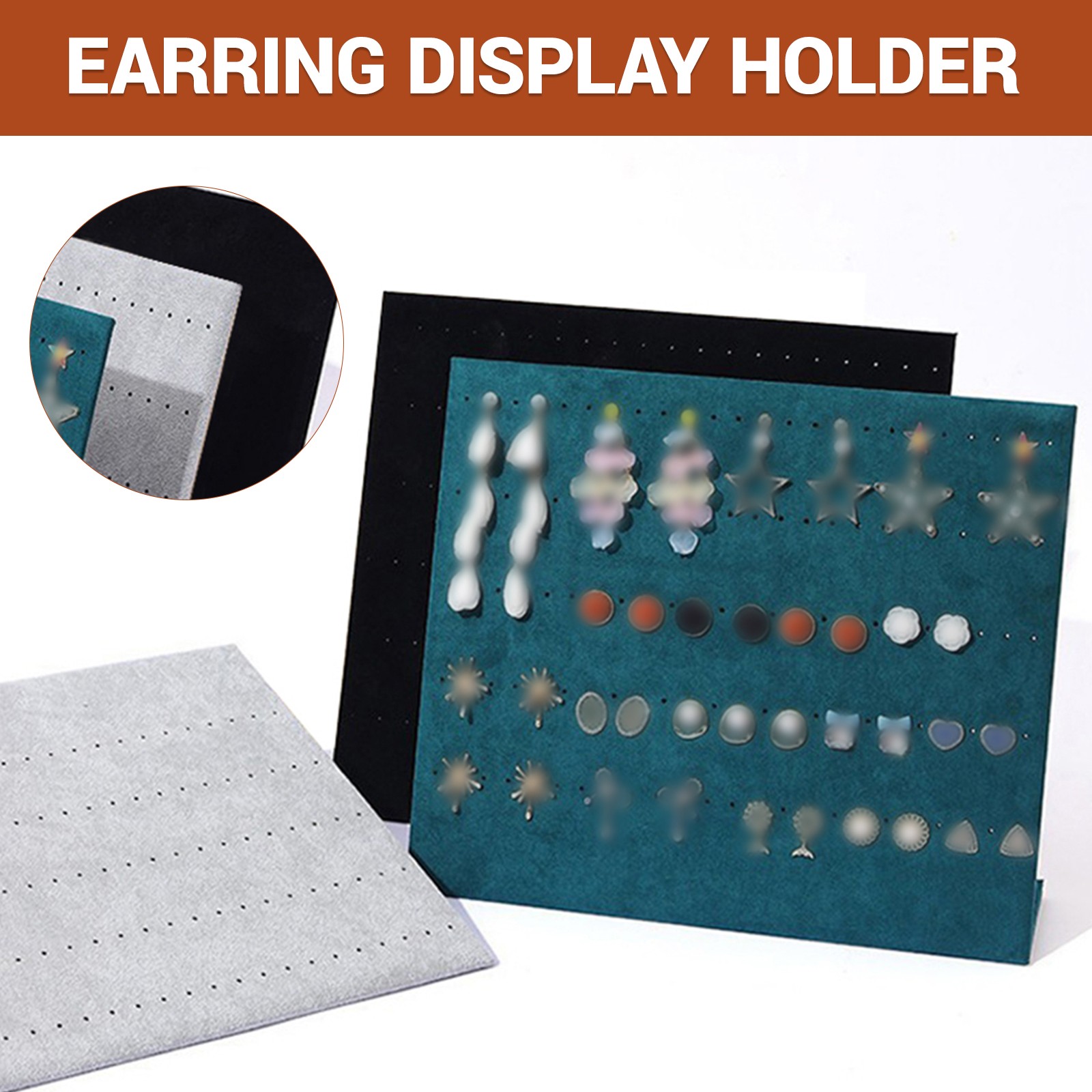 Velvet Earring Holder Organizer 60 /120 Holes L-Shape Earring Display Stand