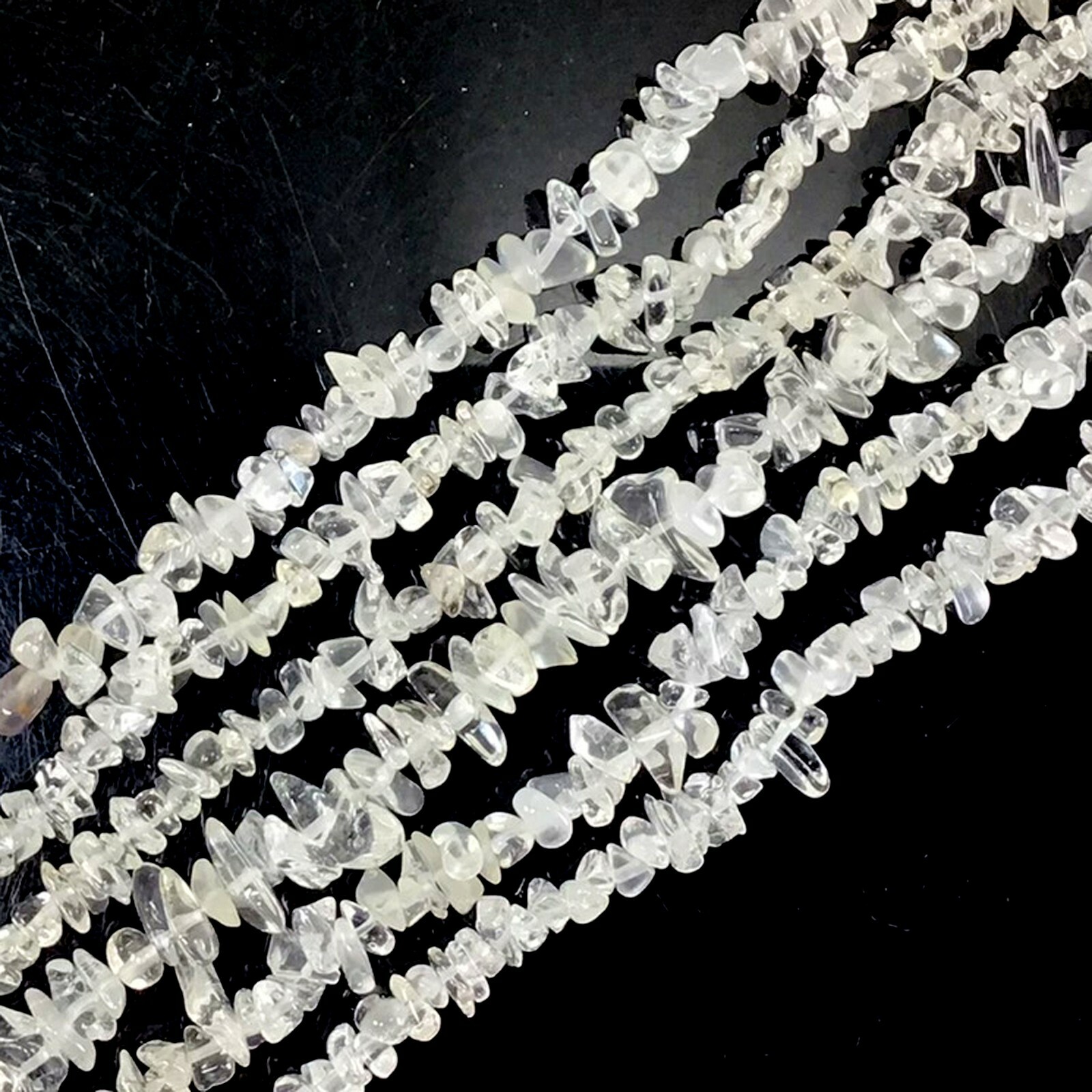 Natural Gemstones Clear Crystal Quartz Chip Beads 32″ Full Strand Jewelry Making