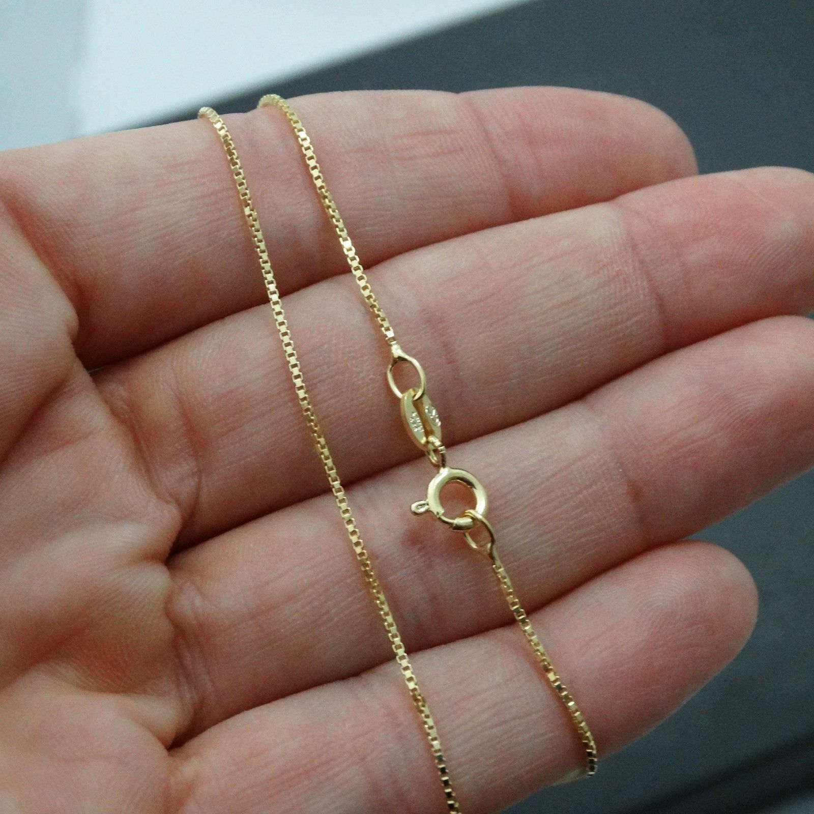 Yellow Gold Plated 925 Sterling Silver 1mm Box Chain Necklace Italian NEW