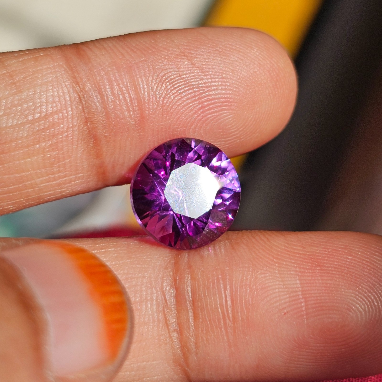 2 Pcs 8.5 Ct each Purple Sapphire Round Cut Loose Gemstone 10mm Ring Ston