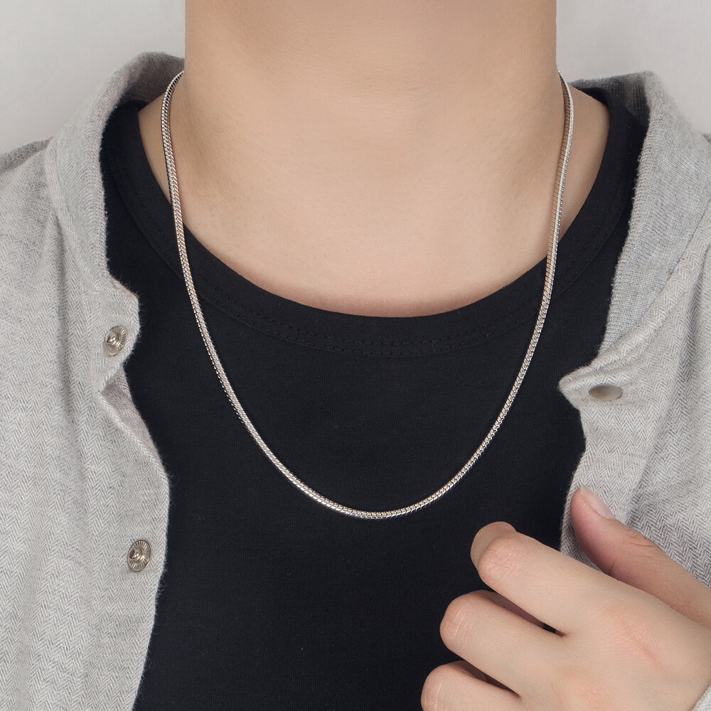 925 Sterling Silver 3mm Round Snake Necklace Sizes 18″ to 30″ for Women & Men