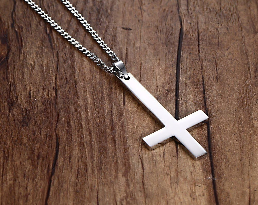 Jewelry Stainless Steel Upside Down Cross Necklace for Men,Inverted Pendant,Gold