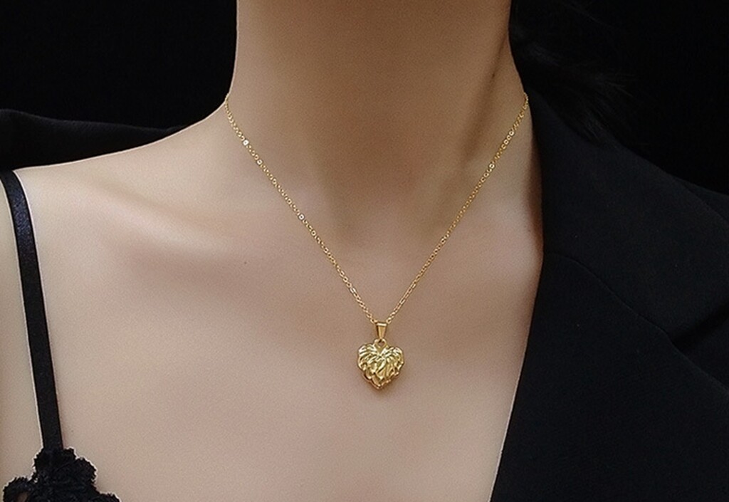 Fashion Women Girl Titanium Stainless Steel Irregular Heart Love necklace 16-18″