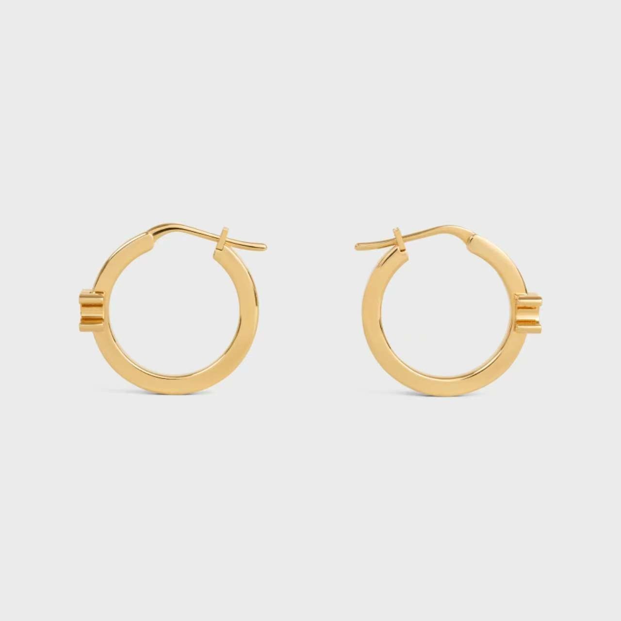 Celine Triomphe Hoop Earrings Gold Tone White Enamel Small Huggie Earrings Women