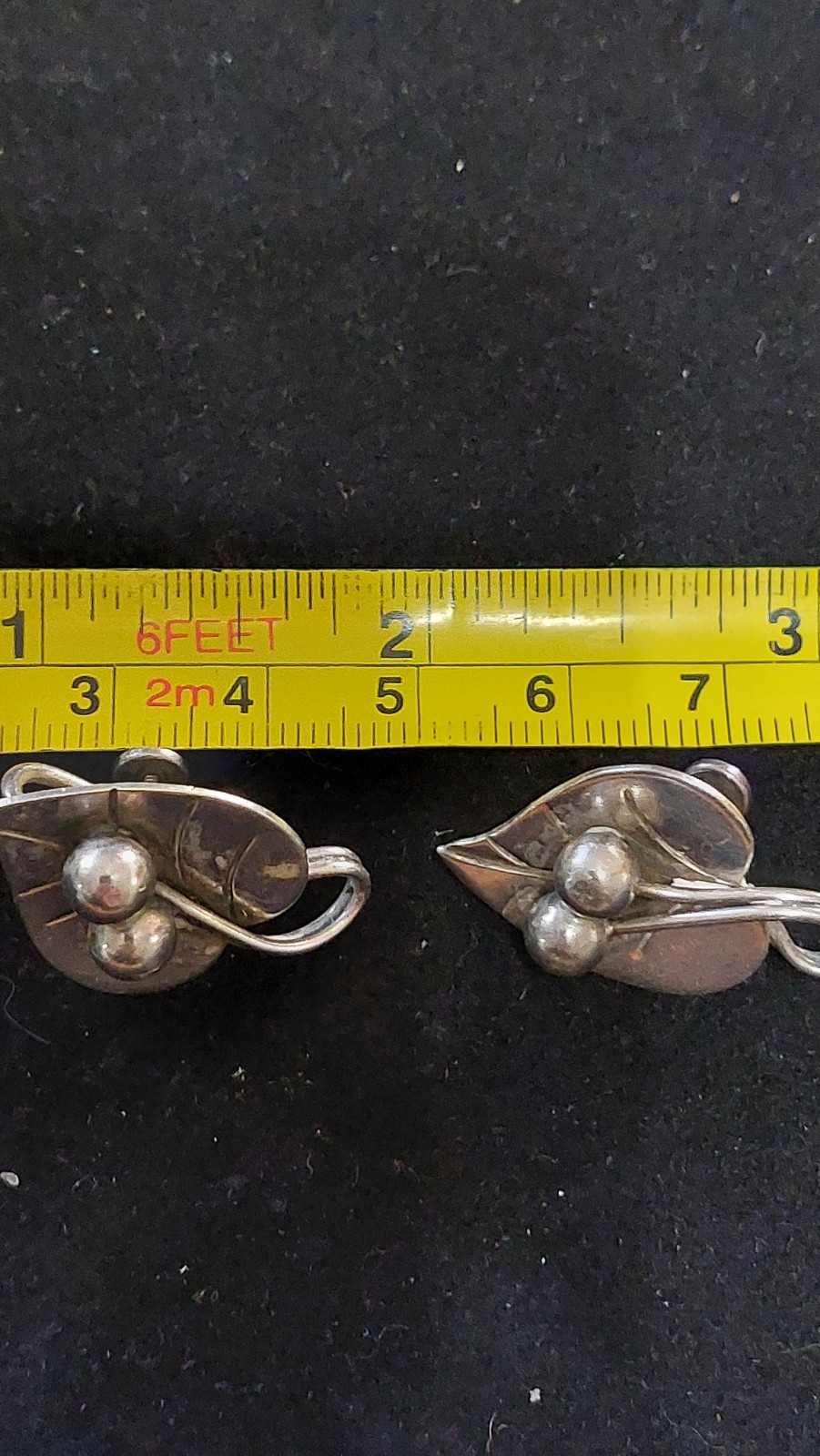 Georg Jensen Hand Wrought Sterling 112 Screw Back Earrings Rare 6.80g