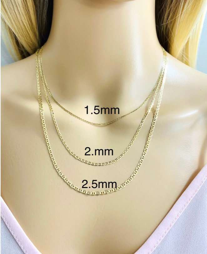 14K Solid Gold Anchor Mariner Chain Necklace- 14k Real Gold Unisex Chain – 14KCM