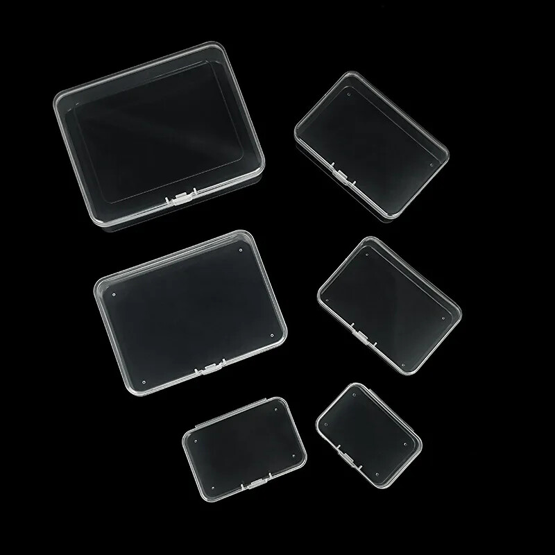 Mini Storage Box Rectangular Plastic Transparent Holder With Lid Container Case