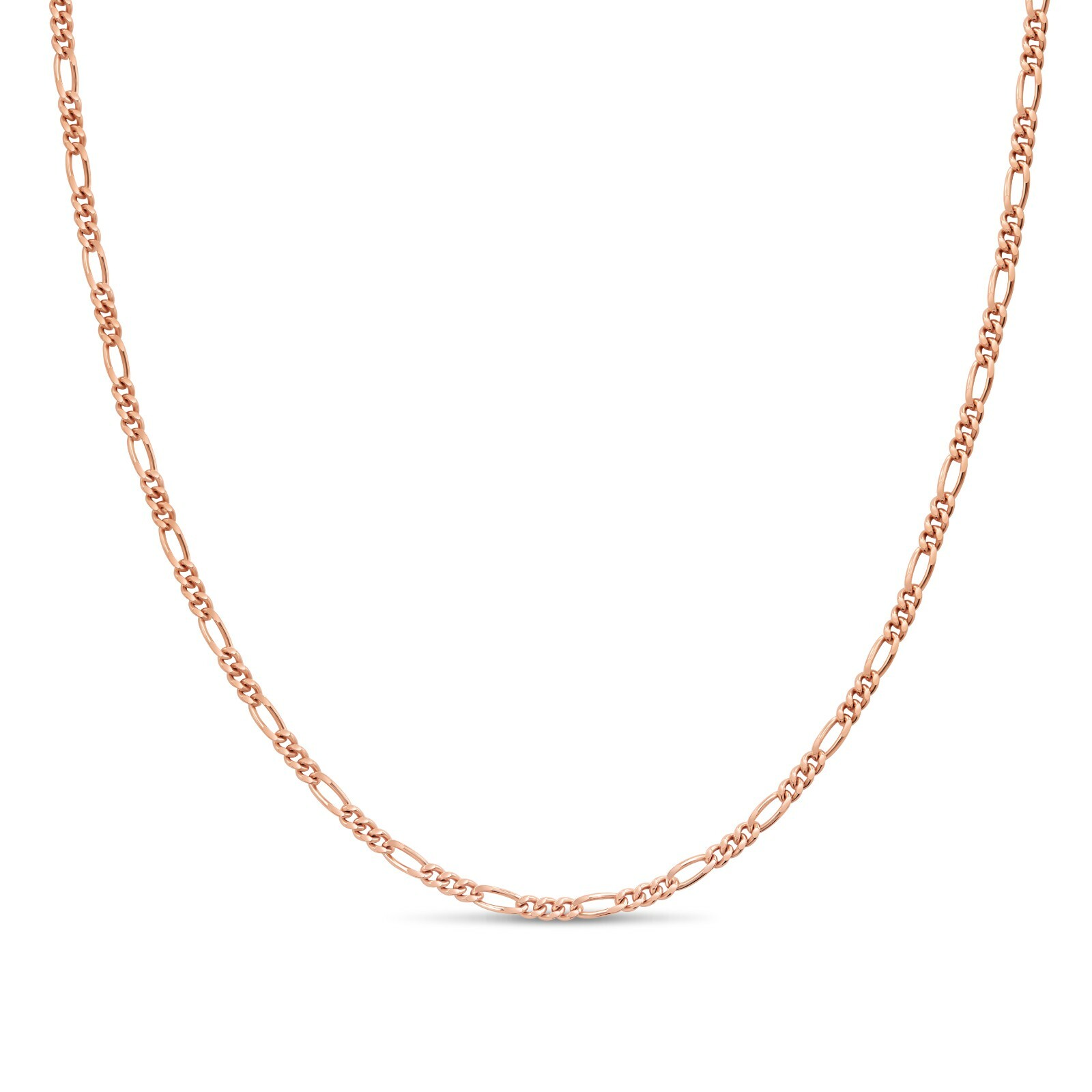 Rose Gold Plated Sterling Silver 2mm Figaro Chain Necklace Bracelet Anklet