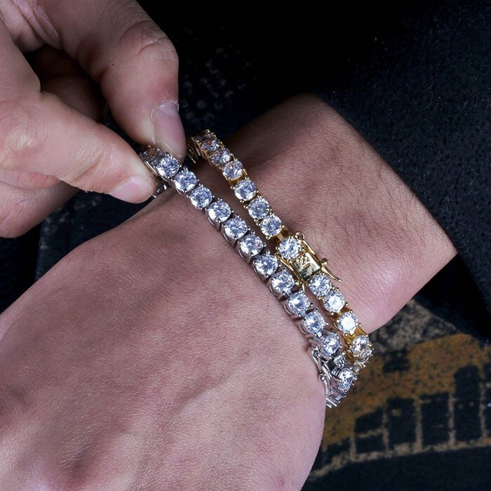 Mens Tennis Chain Necklace 100% Stainless Steel Cubic Zirconia Chain Bracelet