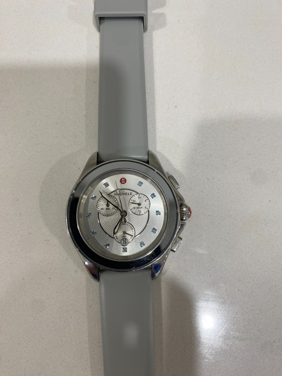 Michele Cape Stainless Blue Topaz Watch MWW27E000004 100% Authentic Guaranteed