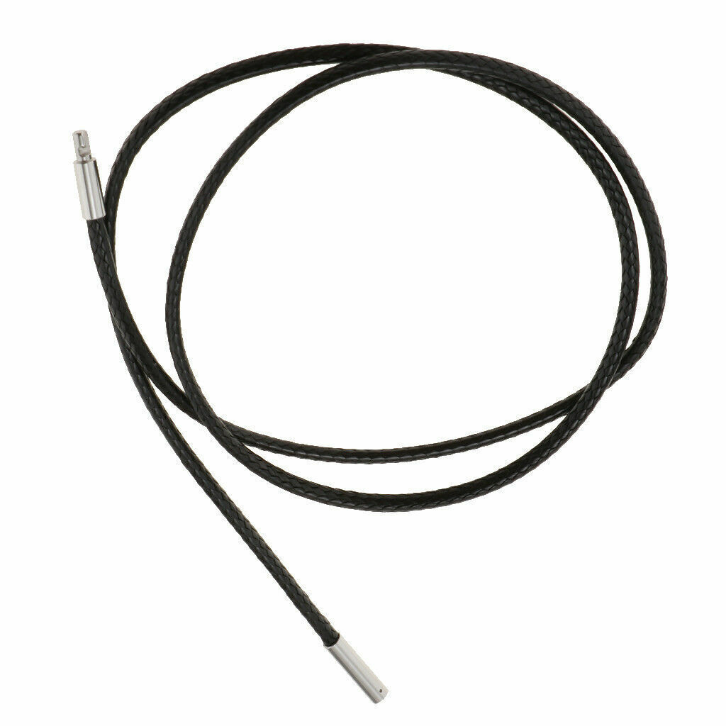 1.5mm Black Rope Leather Cord Chain Necklace Stainless Steel Clasp 14-32inch