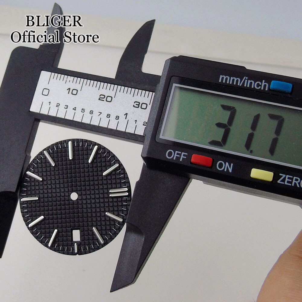 42mm Brushed Watch Case Bracelet 31.7mm Black Blue Dial Fit NH35 NH36 Sapphire