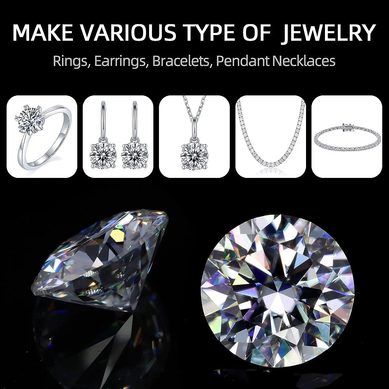 US 10mm 4CT GRA Certified D VVS1 Moissanite Loose Stones Round Cut Pass Tester
