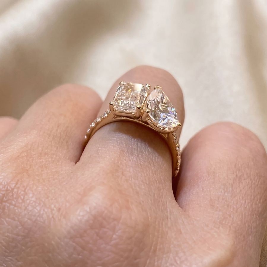 3 Ct Emerald-Cut VS1 Lab Grown Diamond Wedding Engagement Ring 14k Yellow Gold