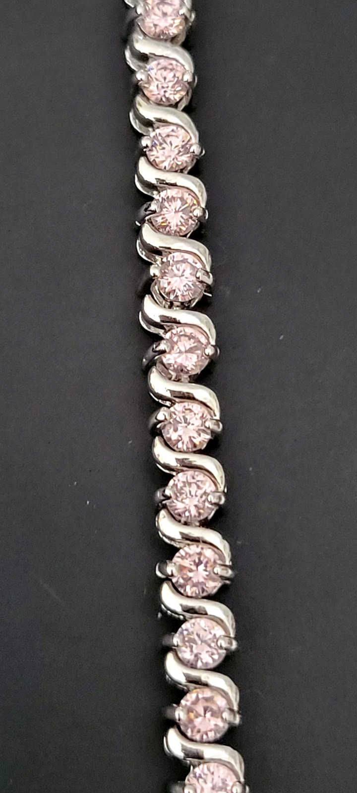NEW Sterling Silver Tennis Bracelet Pink Topaz DW Thailand 14g