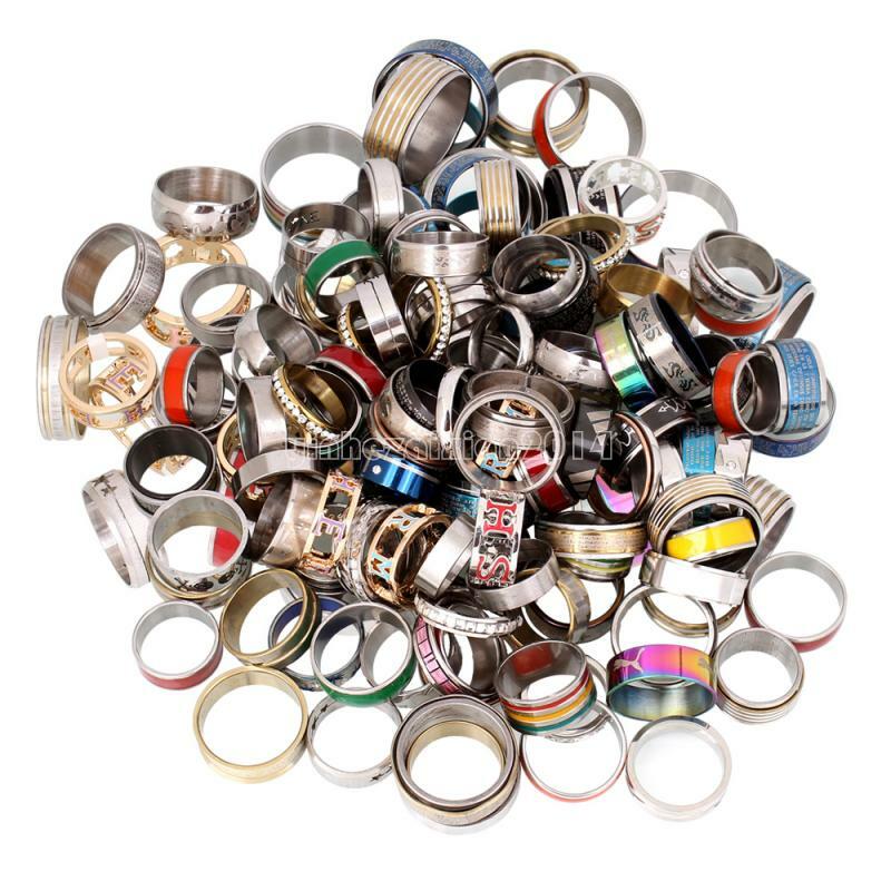 100pc Wholesale Mixed Rings Bulk Finger Band Ring Lot Men/Women Jewelry Fashions