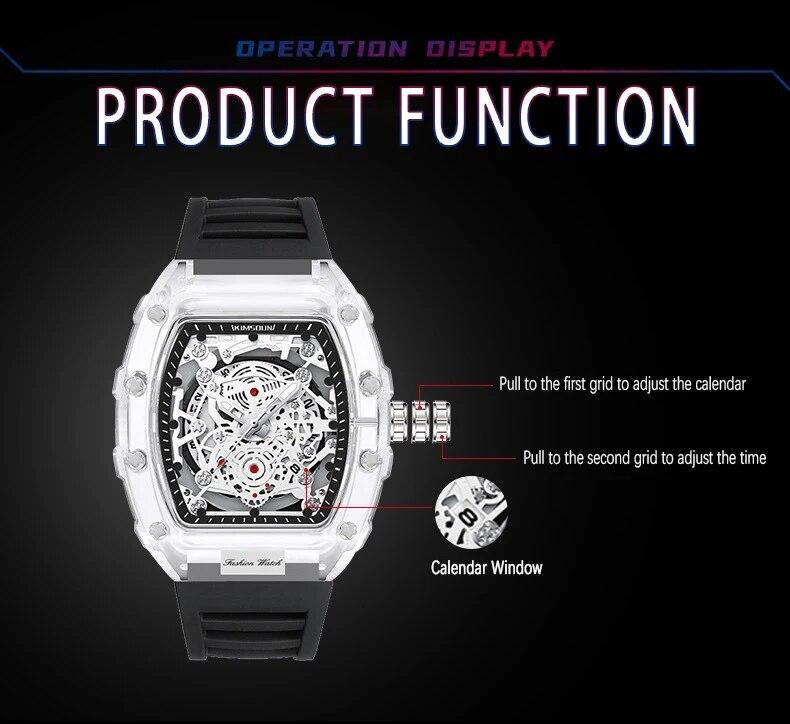 KIMSDUN Transparent Men’s Watch Quartz Wristwatch Luminous Waterproof watch