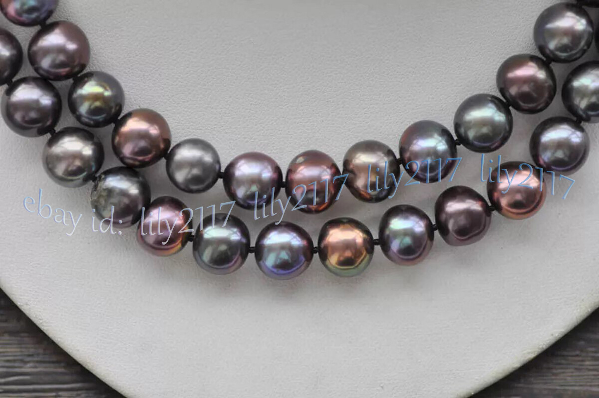 Genuine Natural Peacock Black Freshwater Pearl Necklace Jewelry 14-100″ 7-8mm