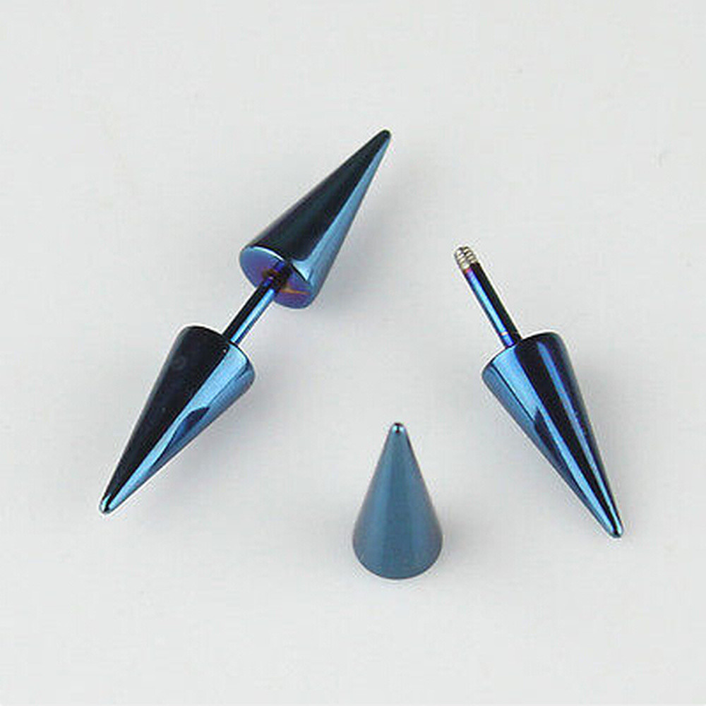 2Pcs New Fashion Punk Earrings Stainless Steel Rivet Spike Ear Studs Earring US