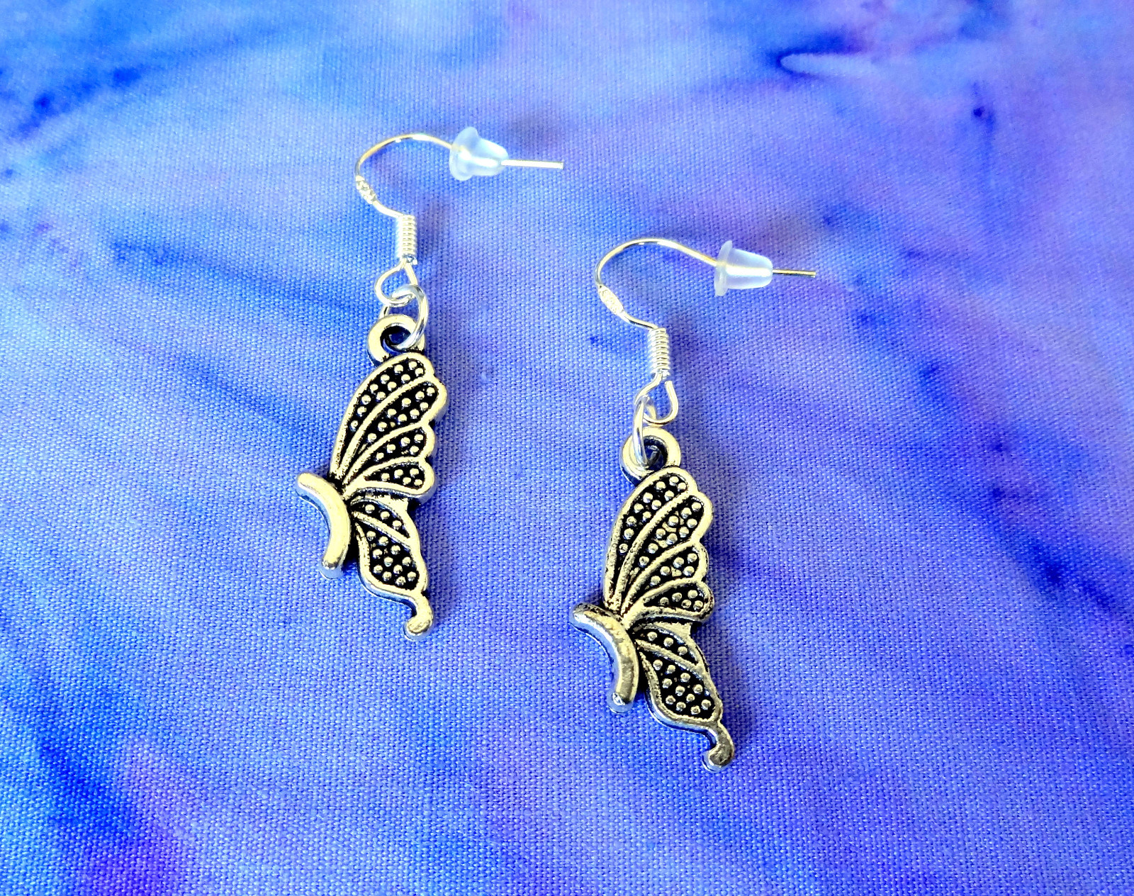 BUTTERFLY WING DANGLE SILVER EARRINGS~STERLING HOOK~BIRTHDAY GIFT FOR HER MOM