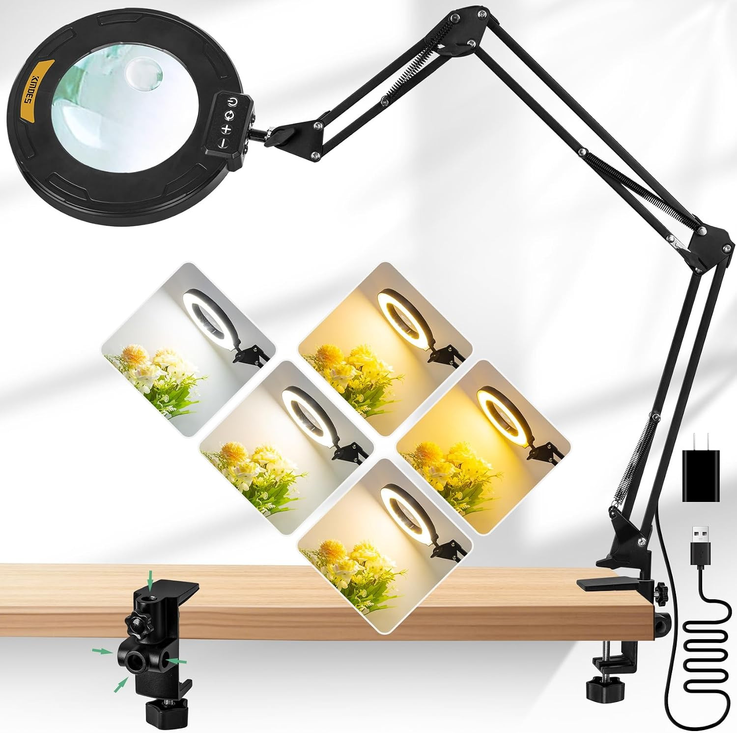 12X 30X Magnifying Glass with Light with Clamp, 35In Extended Arm | Overhead But