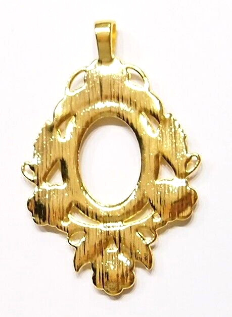 4 of 30x22mm Shiny Gold Flower and Leaf Pendant Settings, For Cameos, Cabs Glass