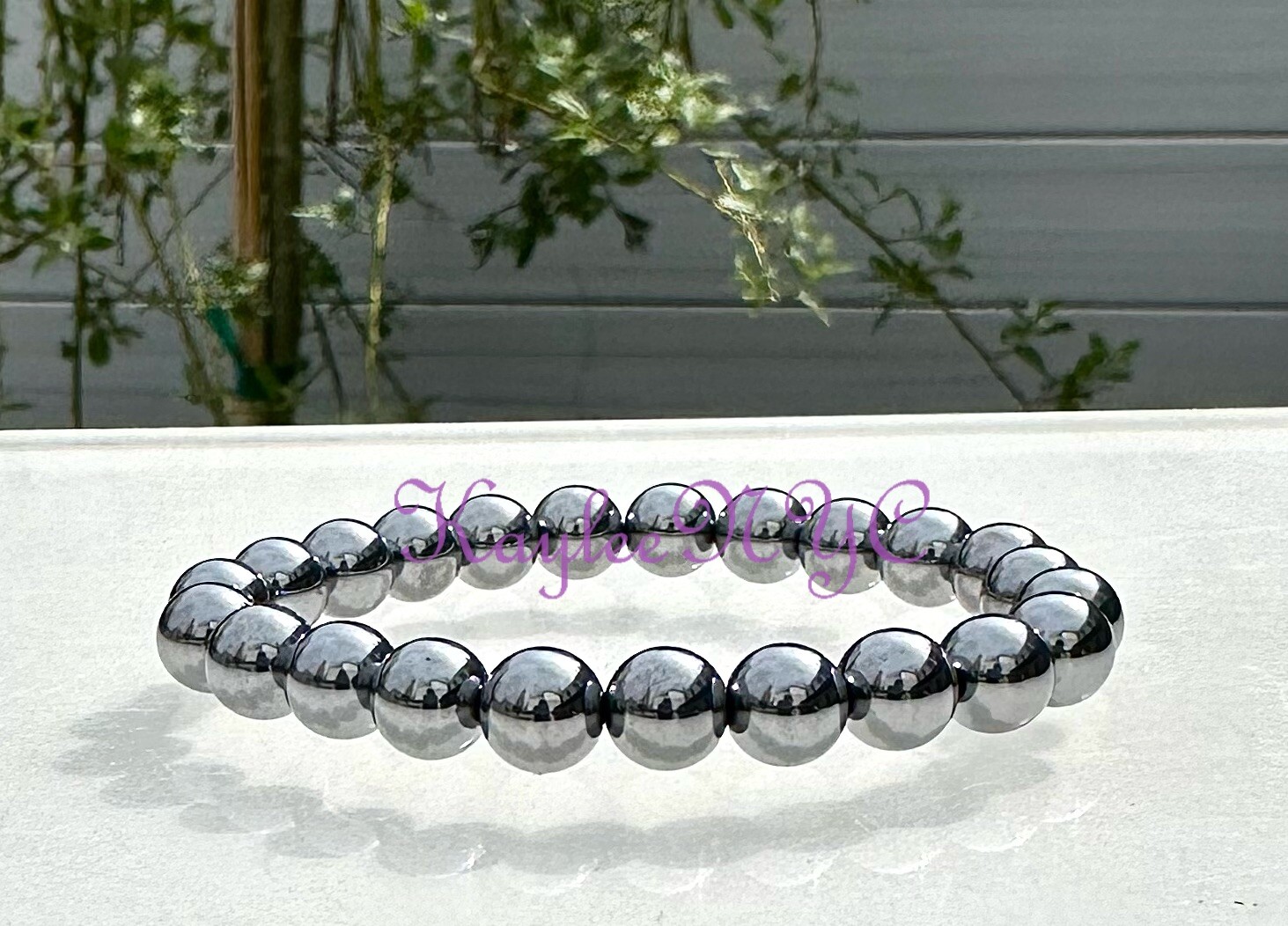 Wholesale 6 Pcs Terahertz 8mm 7.5” Crystal Stretch Bracelet